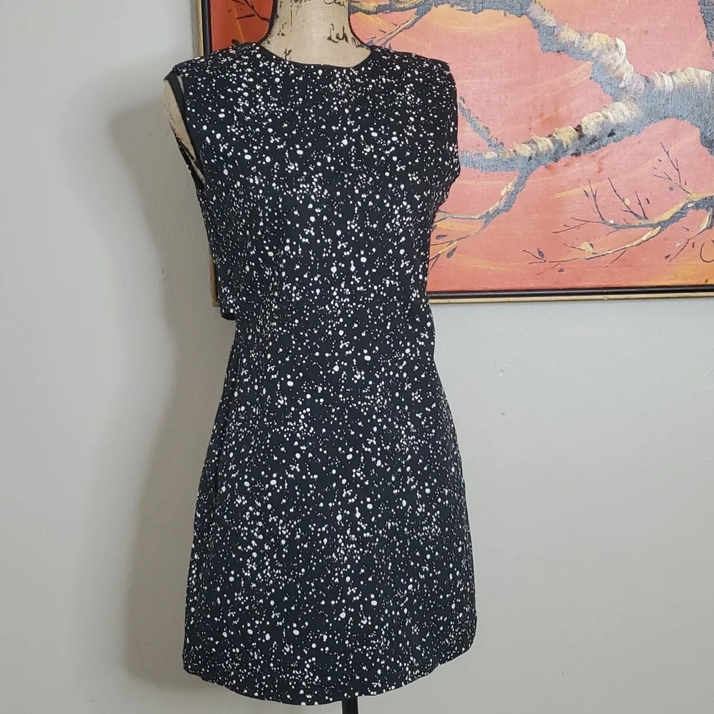 Kate Spade Saturday Black and White Paint Splatter Polka Dot Dress Size 6